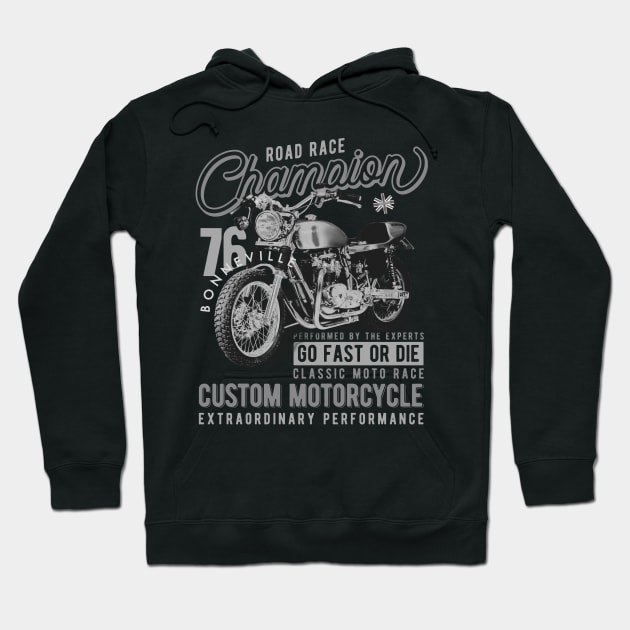 Bonneville 750 Twin Caferacer Motorcycle Hoodie by MotorManiac